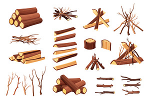 wooden materials set. cartoon wood, an Object Illustration by Multigon