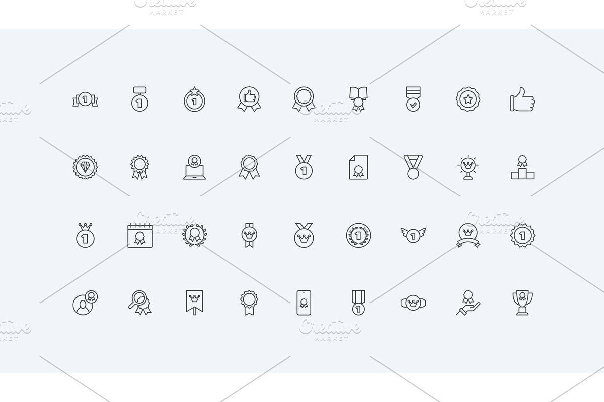 Award badge medal trophy first icons, an Object Illustration by Lemberg Vector
