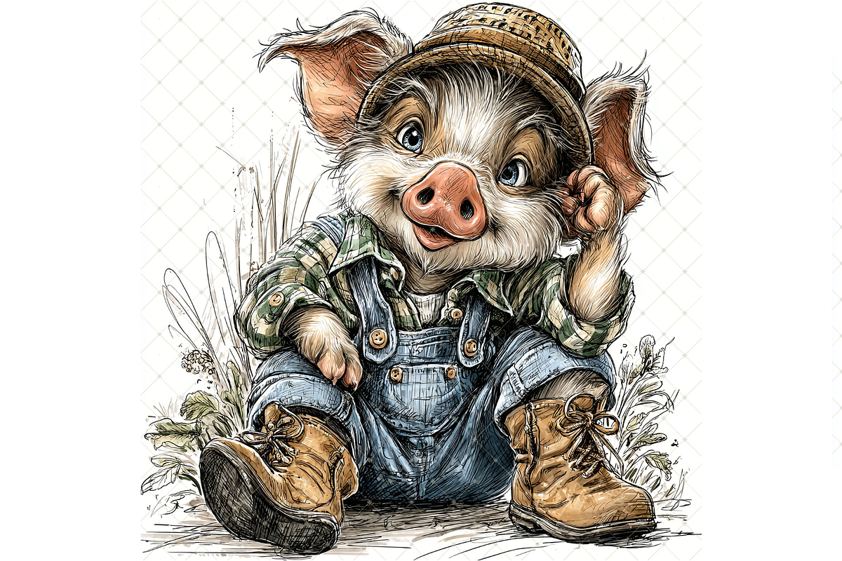 Piglet In Outfit Clipart JPG, an Animal Illustration by Memories By Lea (Photo 9 of 20)