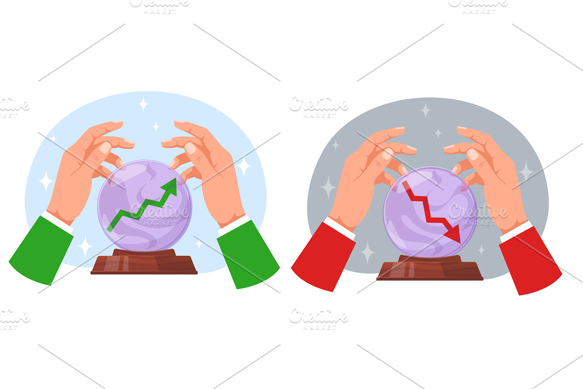Crystal magic ball and businessman, a Finance Illustration by Vectorbuum
