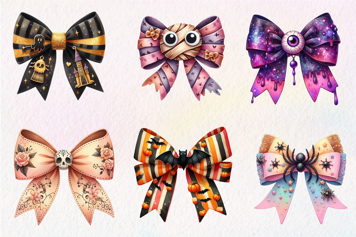 Halloween Coquette Bow Clipart, an Illustration by CreationArt (Photo 3 of 5)