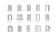 Door Types Line Icons Set, an Outline Icon by Tettygreen (Thumbnail 2 of 2)