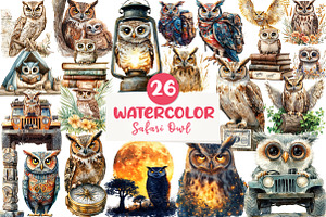 Watercolor Safari Owl Clipart, an Illustration by CreationArt