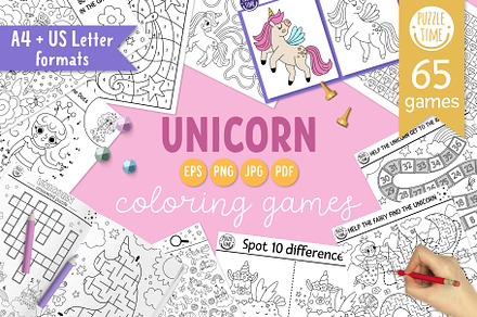 Unicorn coloring games, an Education Illustration by Lexi Claus