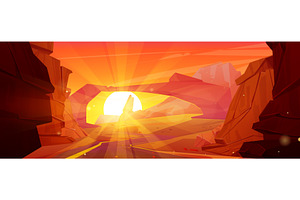 Sunset canyon background. Desert, an Illustration by art PVP - market