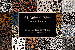 24 Animal Print Patterns Set