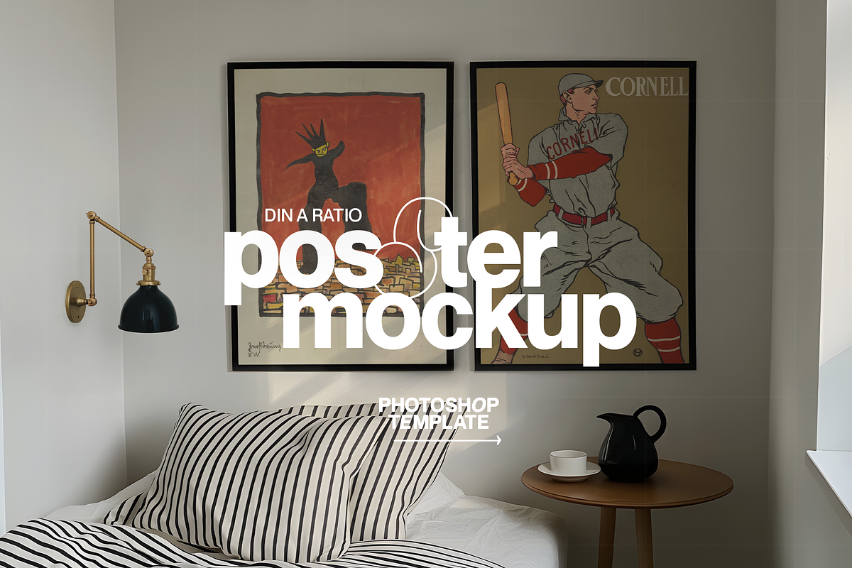 Set of Two Frames Bedroom Mockup, an Advertising Mockup by WasMockups (Photo 1 of 5)