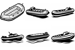 Set of Inflatable boat vectors, an Object Graphic by Billah Hub