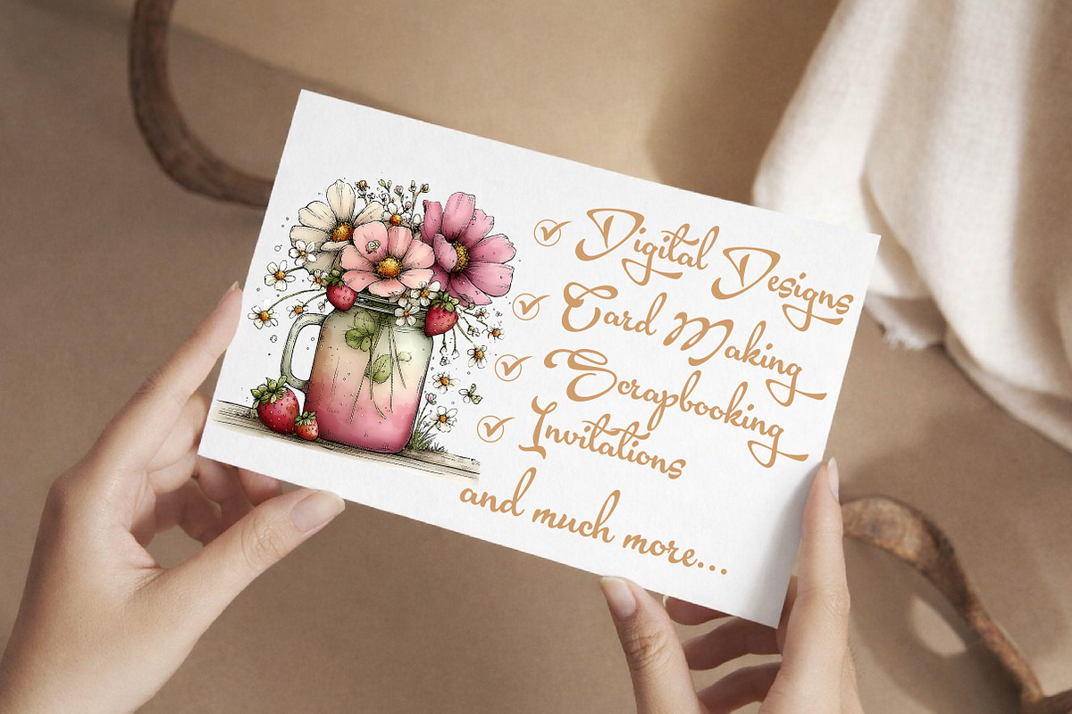 Watercolor Spring Mason Jar Clipart, an Illustration by Libby Wishes (Photo 3 of 6)