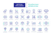 32 AI & Tech Icons – Editable stroke, an Outline Icon by Lucas-BRG94 (Thumbnail 2 of 2)