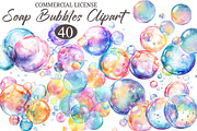 Watercolor Soap Bubbles Clipart, a Decorative Illustration by designcity5 (Thumbnail 1 of 5)