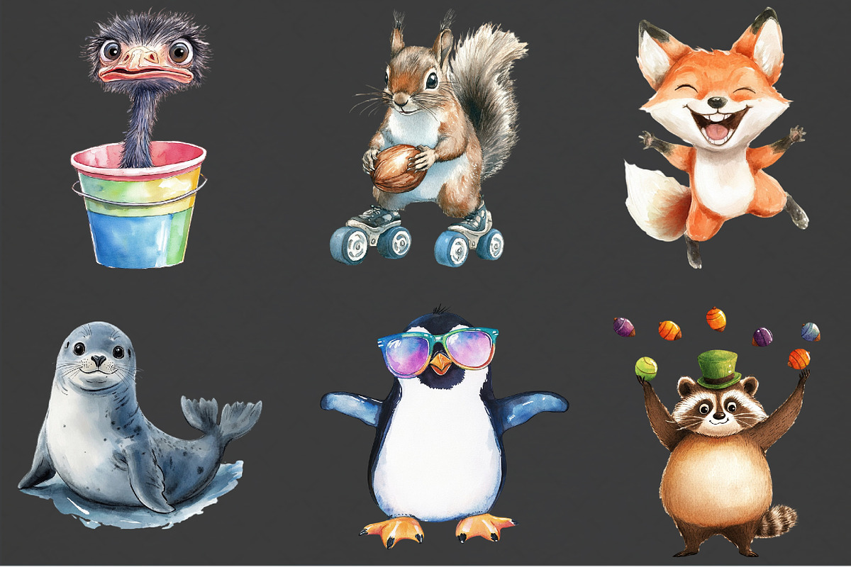 Adorable Crazy Animal Clipart, an Animal Illustration by Rose Art (Photo 3 of 4)