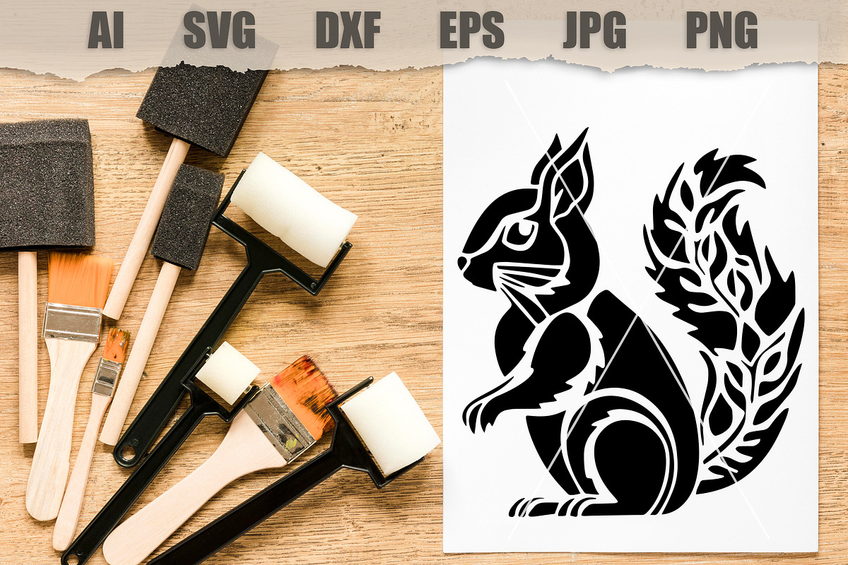 Stencil Squirrel, an Animal Illustration by MARYCRAFTIRIA (Photo 2 of 3)