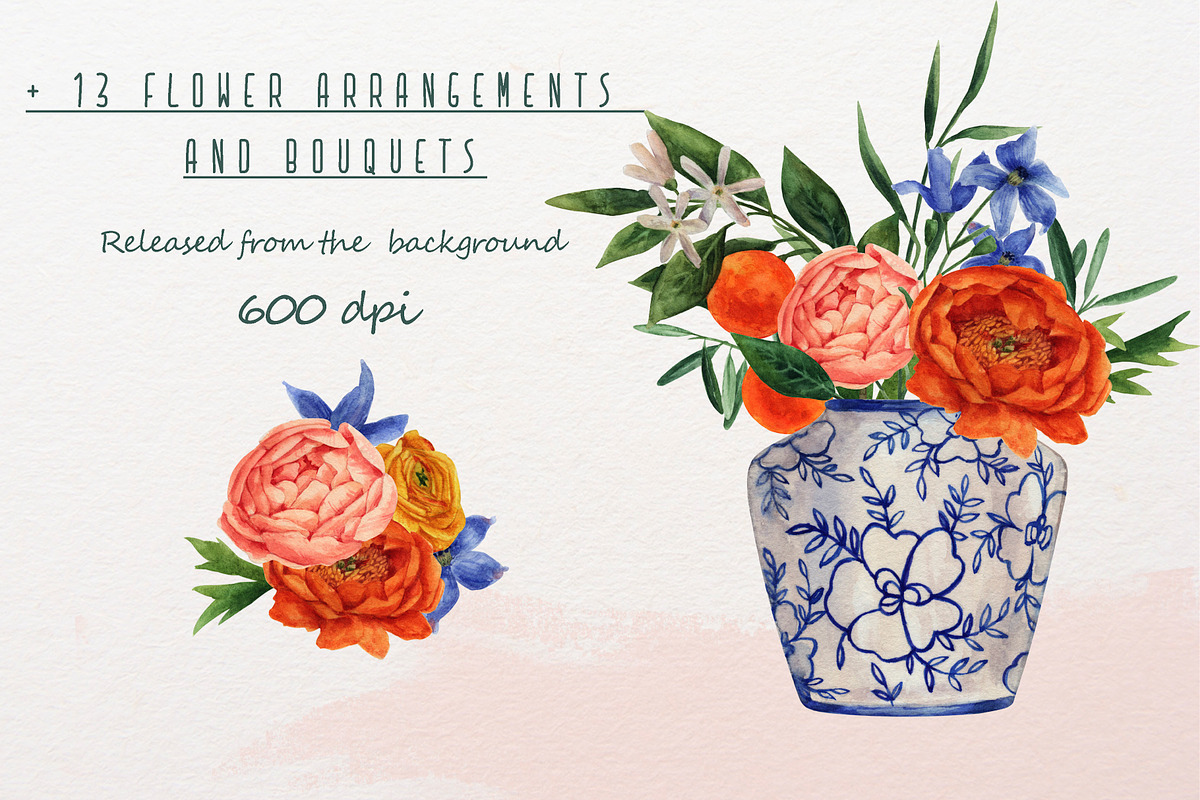 Set of flowers and citrus, a Decorative Illustration by a_ptichkina (Photo 4 of 10)