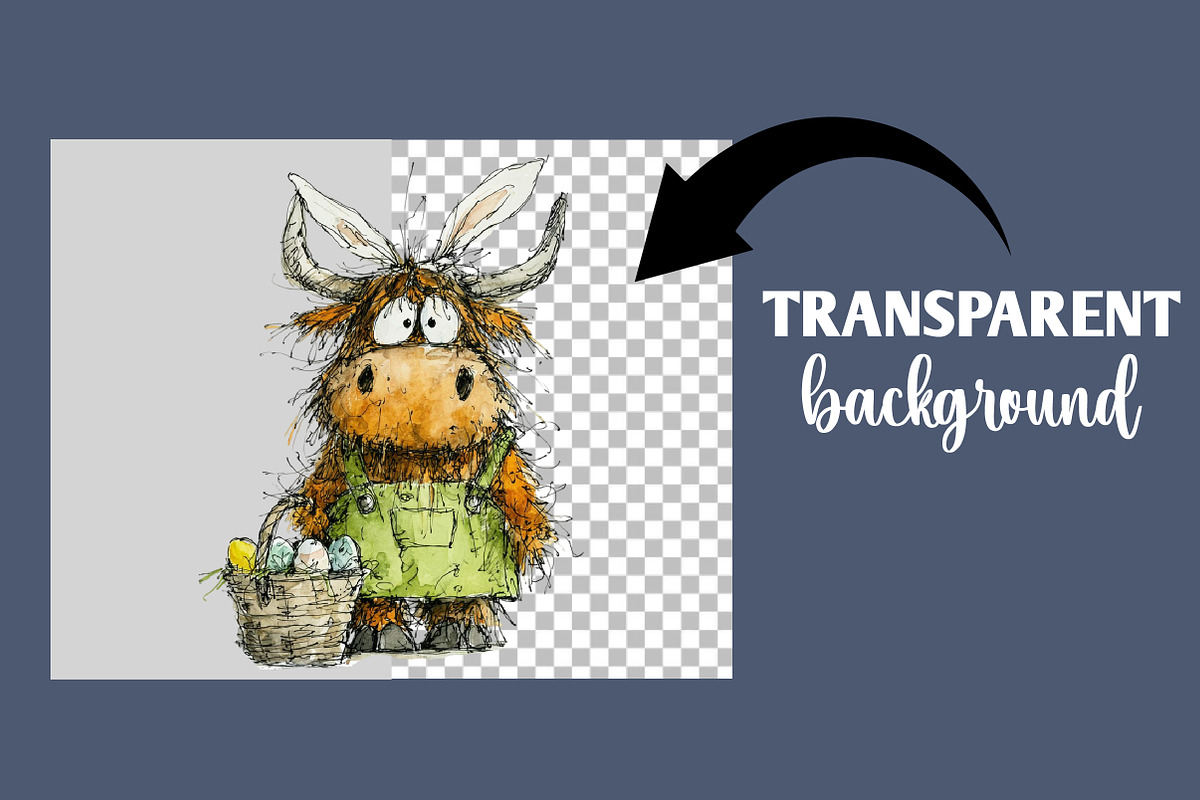 Whimsical Easter Highland cow Clipar, an Illustration by Designworld (Photo 5 of 6)