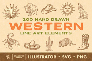 Western Line Art Elements, an Object Graphic by Brian Ritter Design