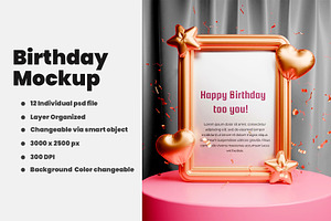 Birthday Mockup PSD file., an Advertising Mockup by samsulpassive