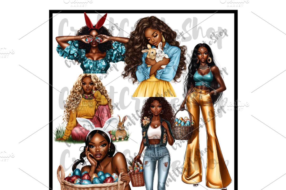 Black Woman Easter Clipart, an Illustration by CraftCrateShop (Photo 3 of 6)