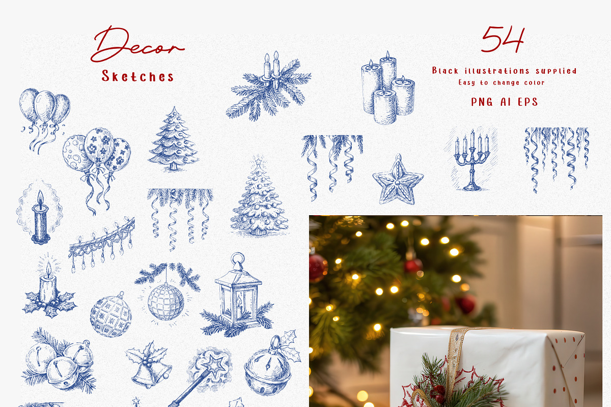 New Year’s Party. Sketch Collection, a Seasonal Illustration by Polli Deeva (Photo 11 of 12)