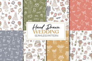 Hand drawn Wedding pattern bundle