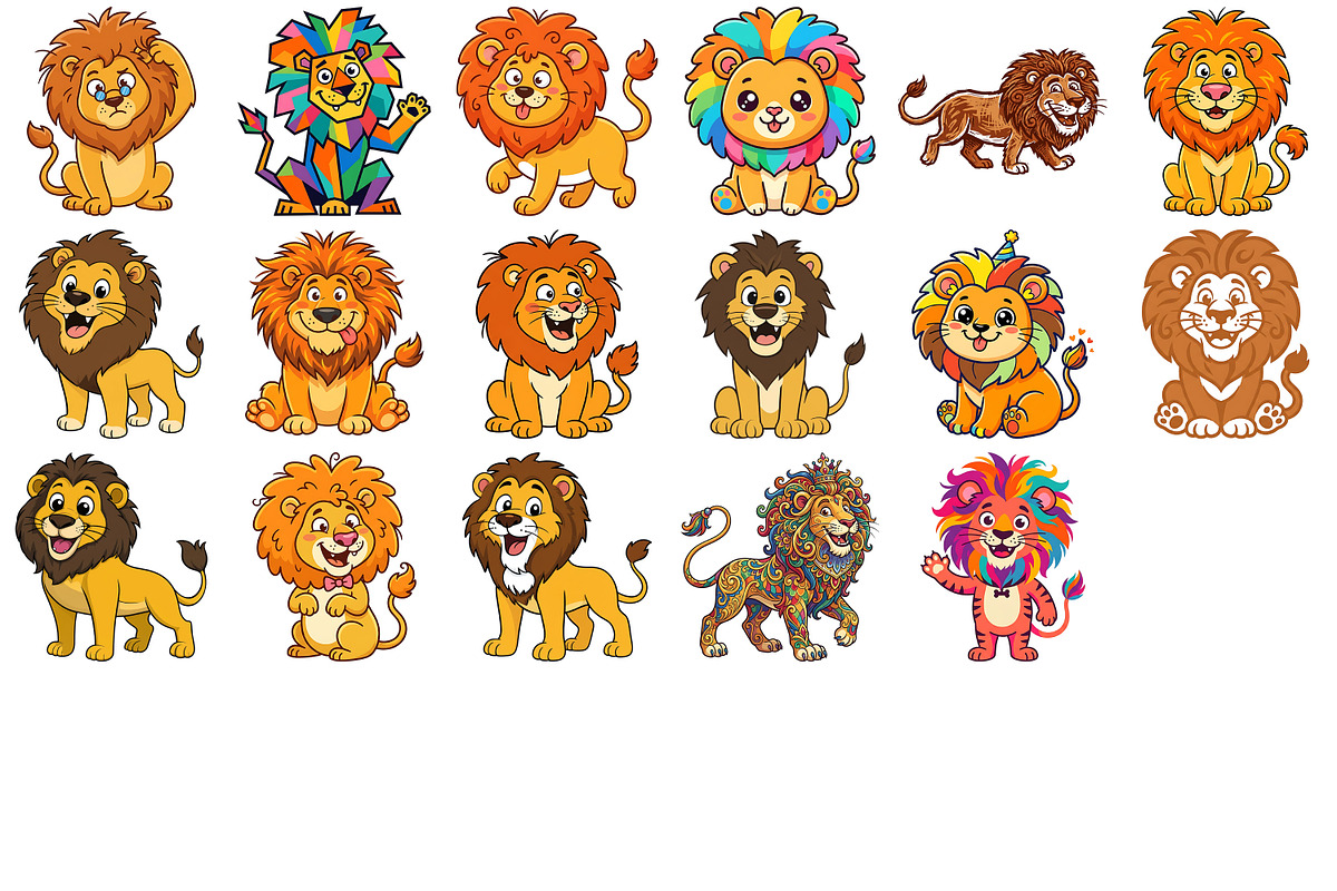 Funny Lion Clipart, an Animal Illustration by Forhadx5 (Photo 5 of 6)