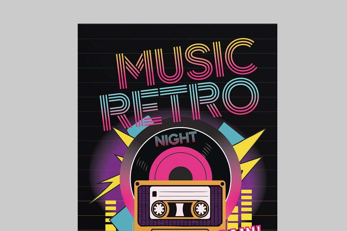 Retro Music Flyer Template, a Flyer Template by MightyDesign (Photo 4 of 8)