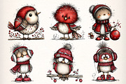 Whimsical Winter Robin Birds Clipart, an Illustration by Dream Creation (Thumbnail 3 of 7)