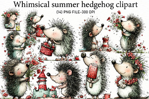 Whimsical summer hedgehog clipart, an Illustration by Designworld