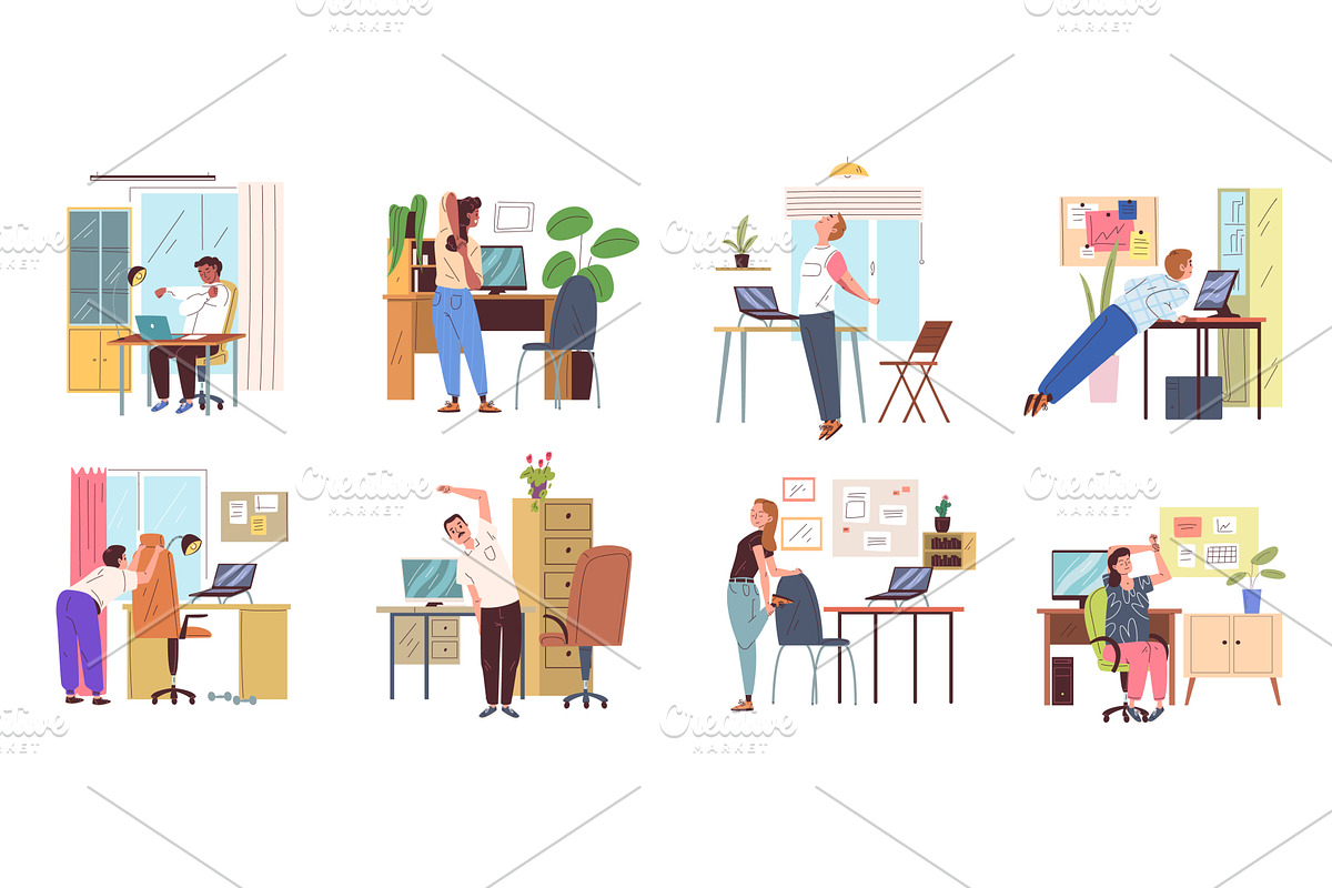 Office desk exercises. Employee, a Sport Illustration by Stock-Smart-Start