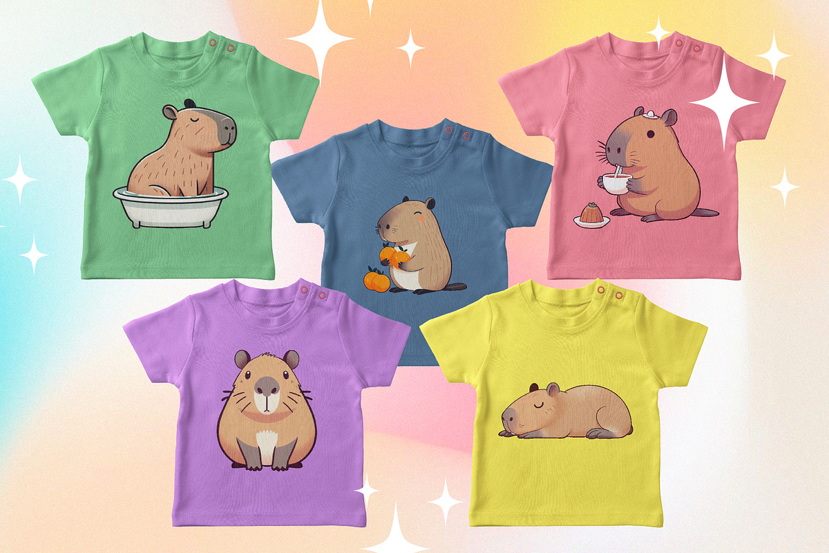 Illustrations of cute capybaras, an Animal Illustration by kaplaniha (Photo 4 of 5)
