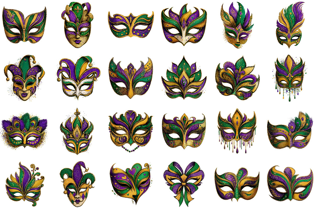 Watercolor Mardi Gras Mask Clipart, an Illustration by Sublimation Artist (Photo 2 of 6)