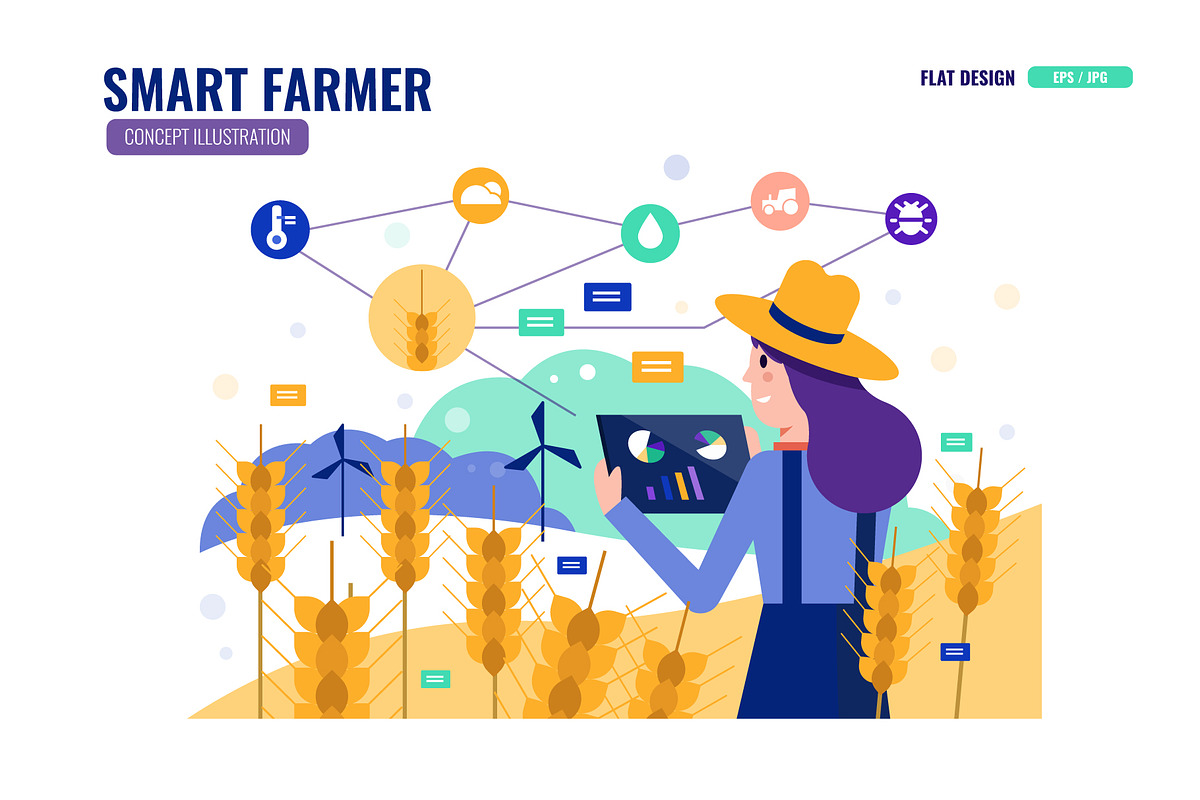 Smart Farmer Illustration, a Person Illustration by Foxyard studio (Photo 5 of 6)
