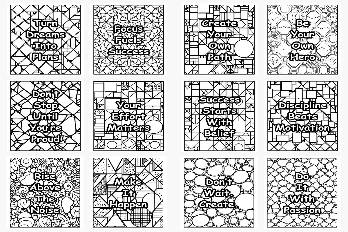 Affirmation Coloring on Mosaic BG, a Decorative Illustration by Lamia Emad (Photo 2 of 4)