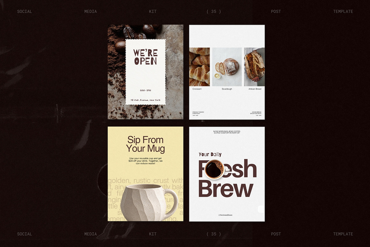 BREW | Cafe Social Media Kit (I), a Social Media Template by Prapti Design (Photo 4 of 10)