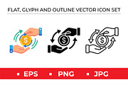Money Transfer Hands Icons, an Outline Icon by Artonix (Thumbnail 1 of 2)