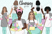 Cleaning Girls Clipart, a Person Illustration by GlamArtZhanna (Thumbnail 1 of 7)