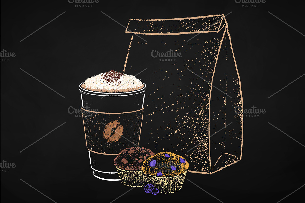 Takeaway Coffee and Sweet Food, an Object Graphic by Sonya Illustrations (Photo 10 of 10)