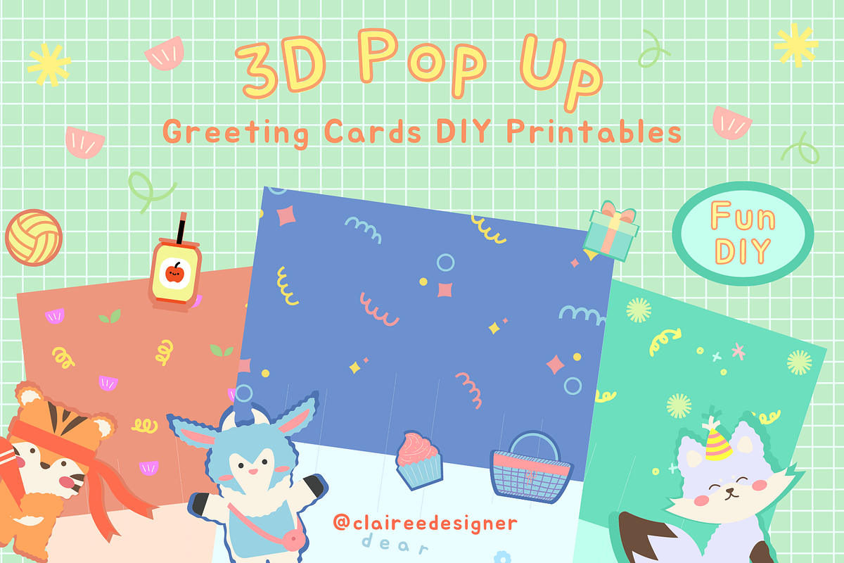 DIY 3D Greeting Cards Printables, a Card Template by Clairee Design Studio (Photo 1 of 7)