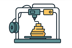 3D printer creating a geometric, a Technology Illustration by ZinetroN