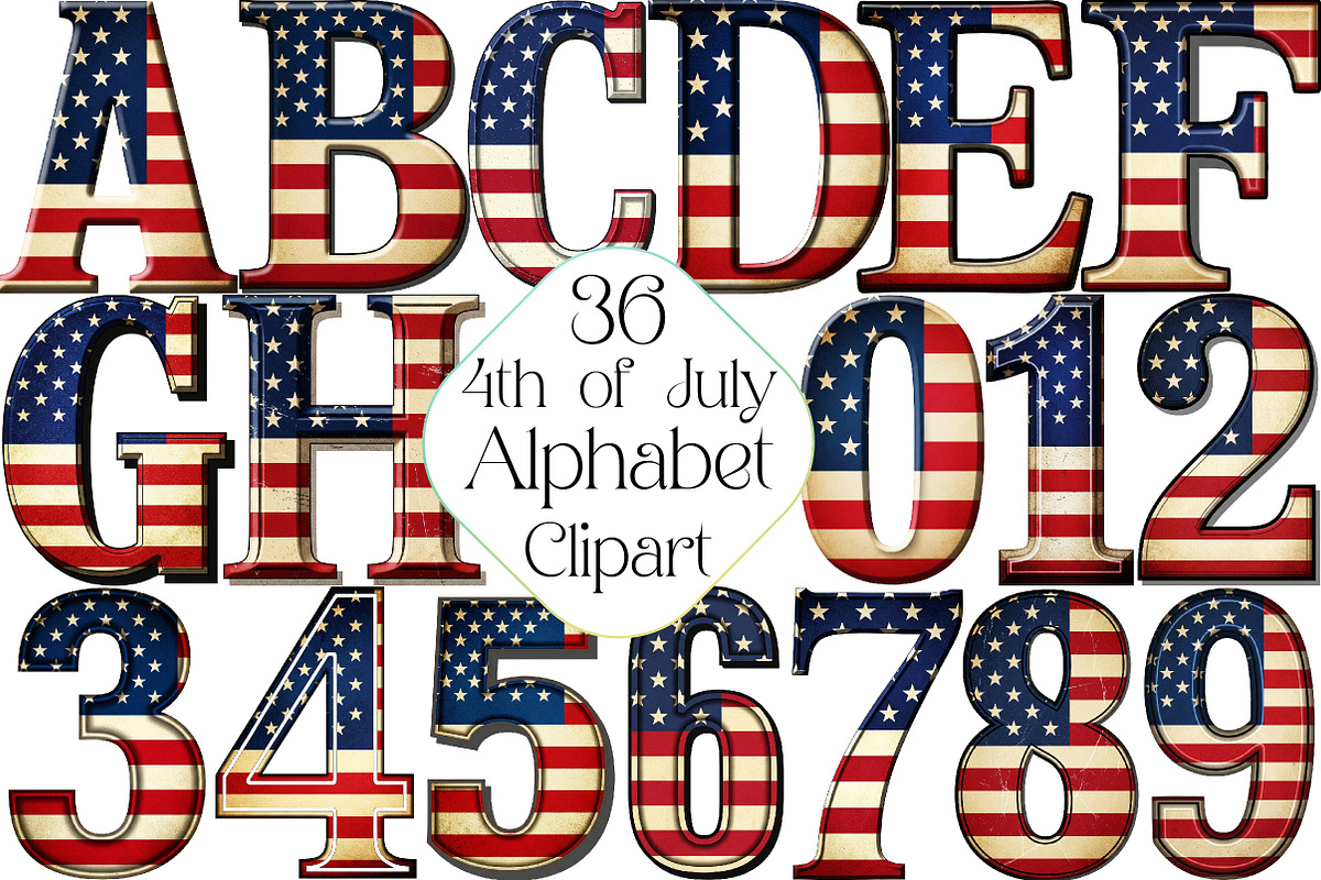 Watercolor 4th of July Alphabet Clip, an Illustration by DreamPrint404 (Photo 1 of 4)