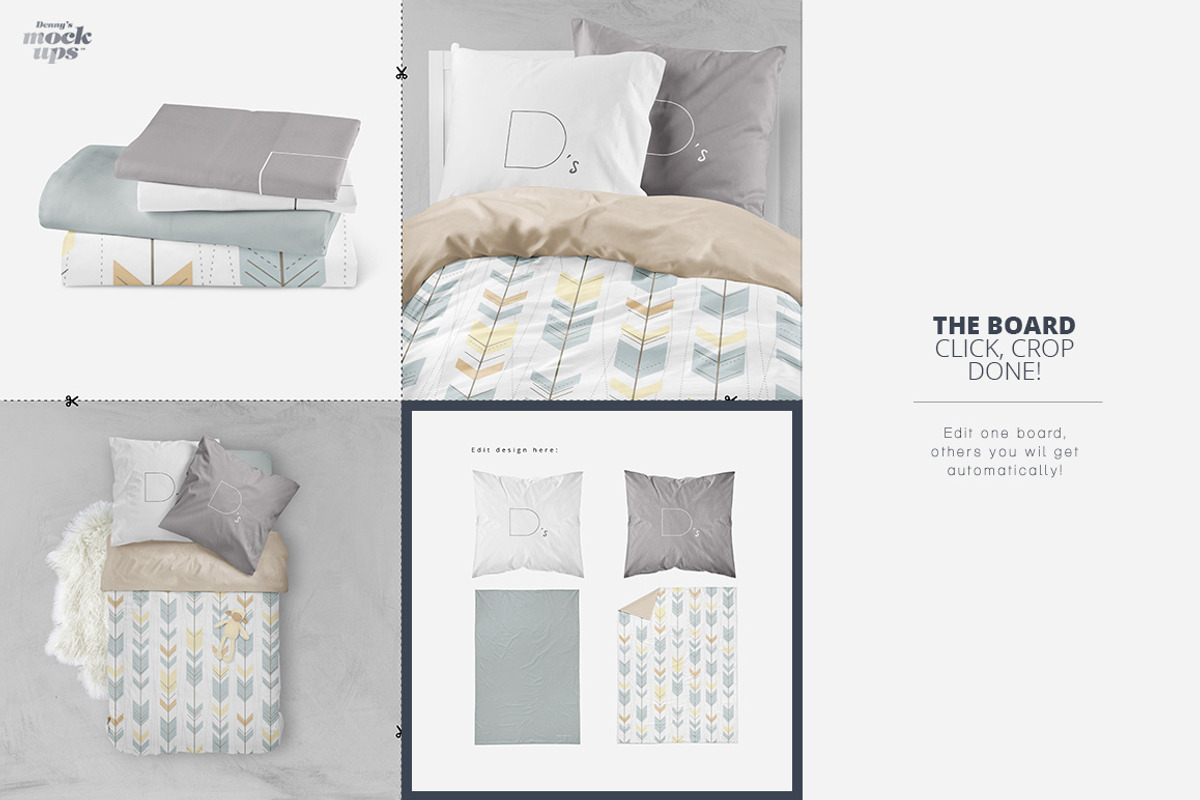 Bedding Multiboard Mockup, an Apparel Mockup by Denny's Mock-ups (Photo 3 of 9)