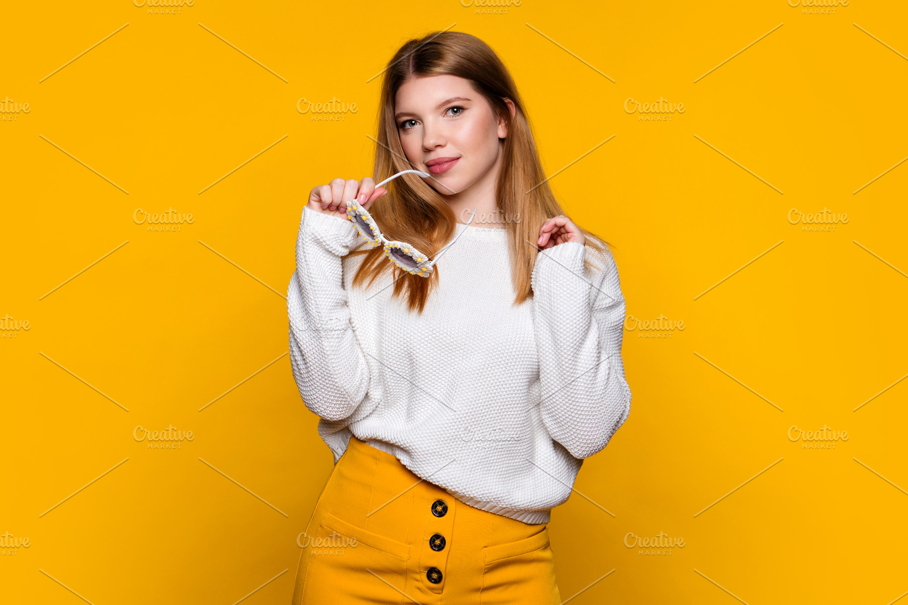 Attractive girl in white sweater, a Beauty & Fashion Photo by Elena Vagengeim