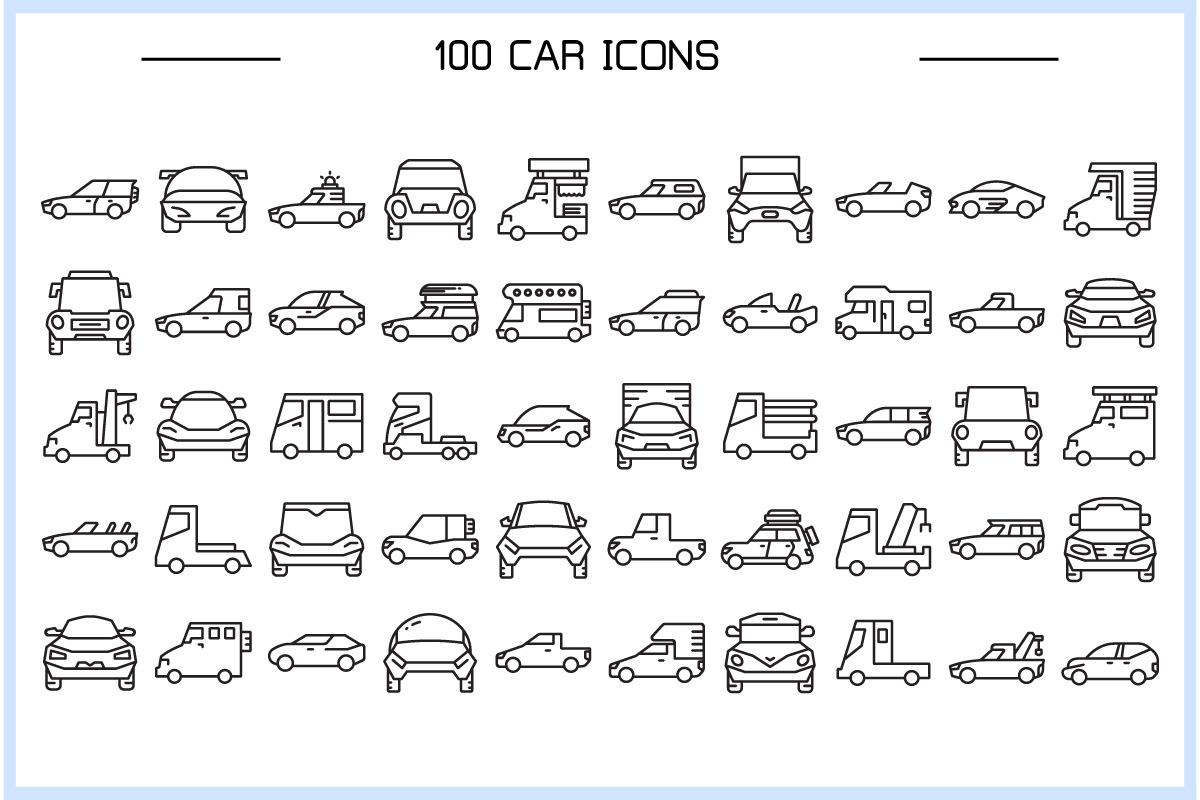 Car and Vehicle Line Icons Bundle, a Transportation Illustration by Designfour (Photo 3 of 8)