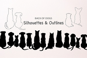 Back of Dogs Silhouettes, Outlines,, an Animal Illustration by Corner Croft