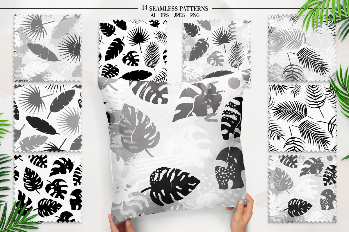 Tropical palm leaf. Seamless Pattern, a Decorative Illustration by Diana Kovach (Photo 3 of 9)