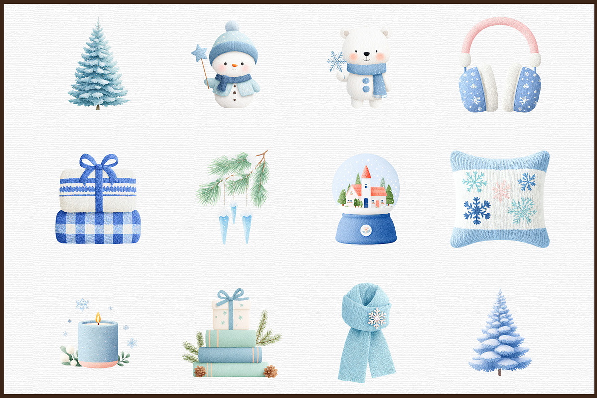 Cozy Blue Winter Watercolor Clipart, an Illustration by Sublimation Artist (Photo 3 of 6)