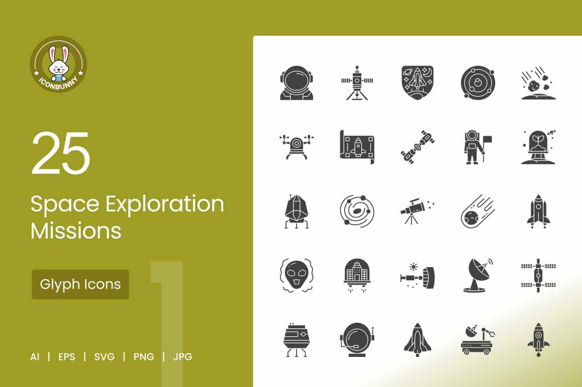 25 Space Exploration Missions Icons, an Icon by IconBunny