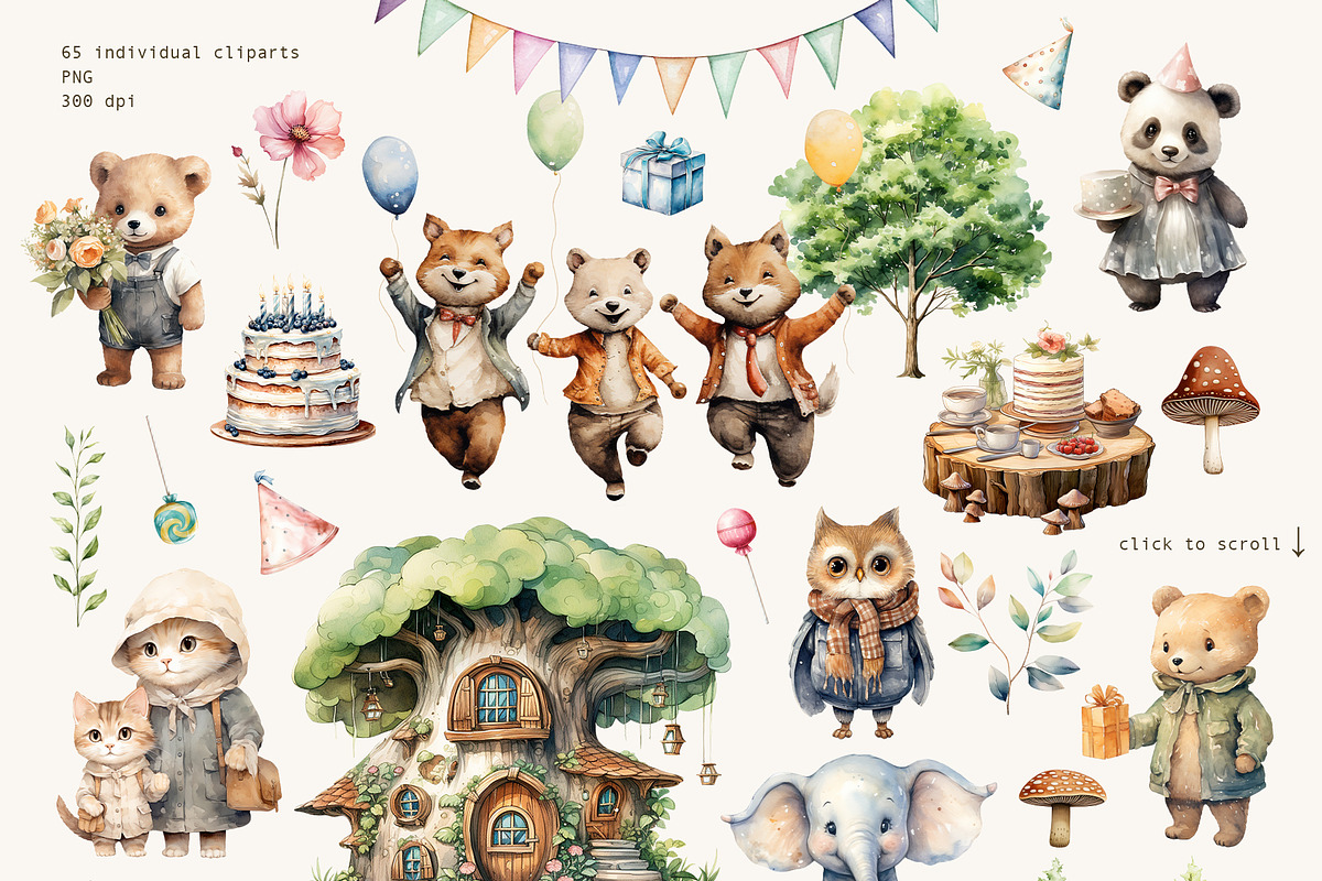 Woodland Birthday Celebration, an Animal Illustration by ApetekMarket (Photo 3 of 15)