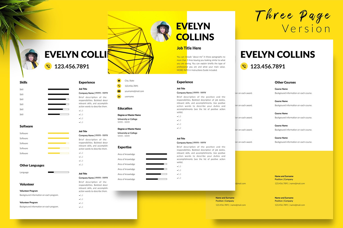 Modern Resume Bundle / CV - Evelyn, a Resume Template by Templates Design Co. (Photo 4 of 17)