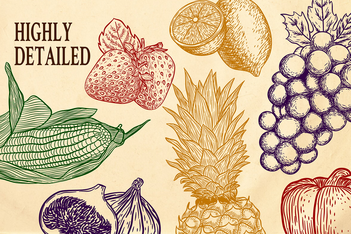 Hand-drawn Fruit and Vegetable Set, an Object Illustration by Riswan Ratta (Photo 4 of 8)